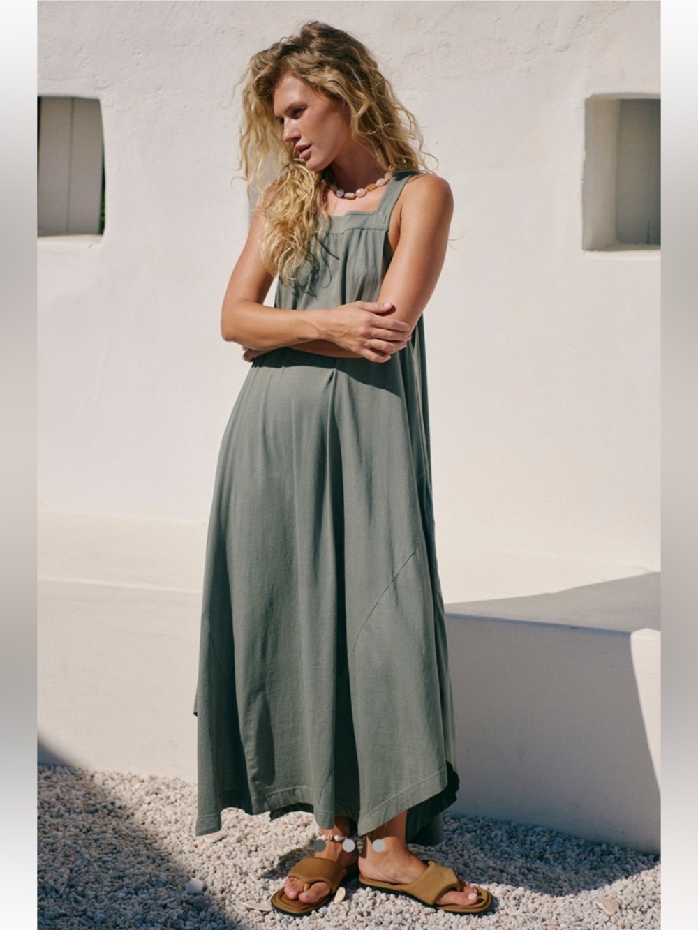 Free People Erin Midi Dress in Summer Lily Pads Size Medium 🔥